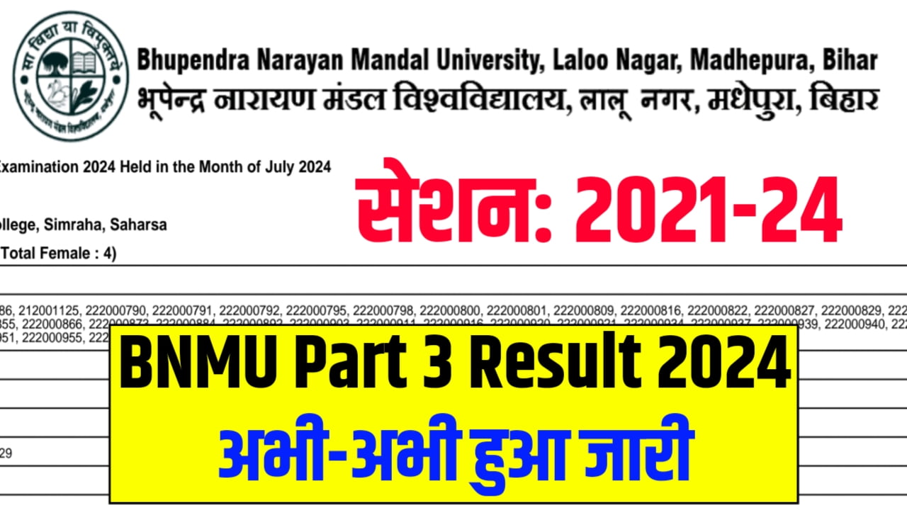 BNMU Part 3 Result 2024